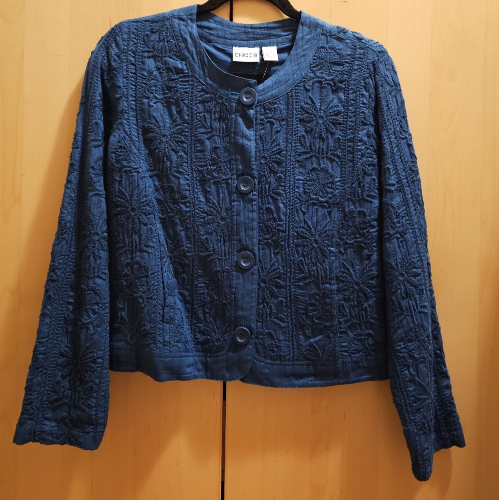 Chico's Navy Textured Jacket